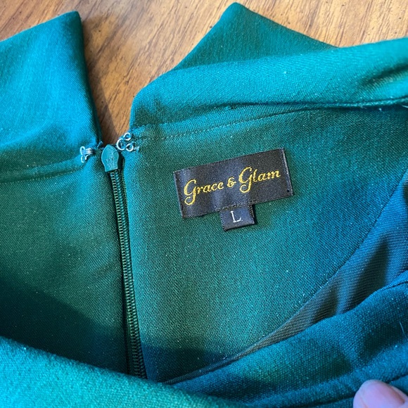 GRACE & GLAM EVITA WIGGLE DRESS EMERALD GREEN - Picture 6 of 8